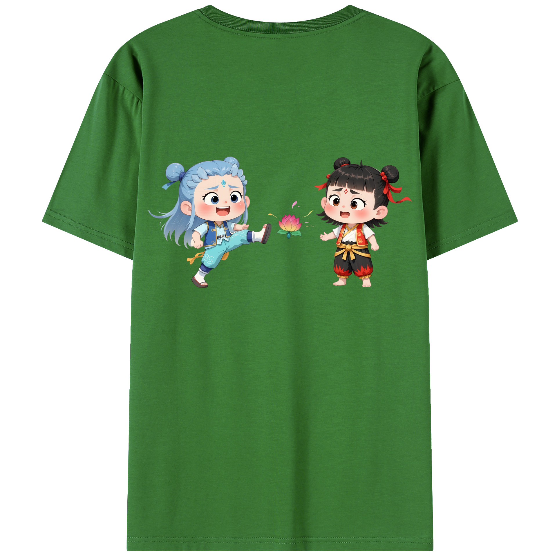 （画像用） Ne Zha 2 ナタ 魔童の大暴れ レディース半袖Tシャツ(バックプリント)